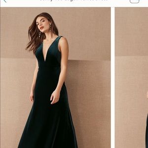 Jenny Yoo velvet emerald green size 2 dress. Brand new never worn, but hemmed